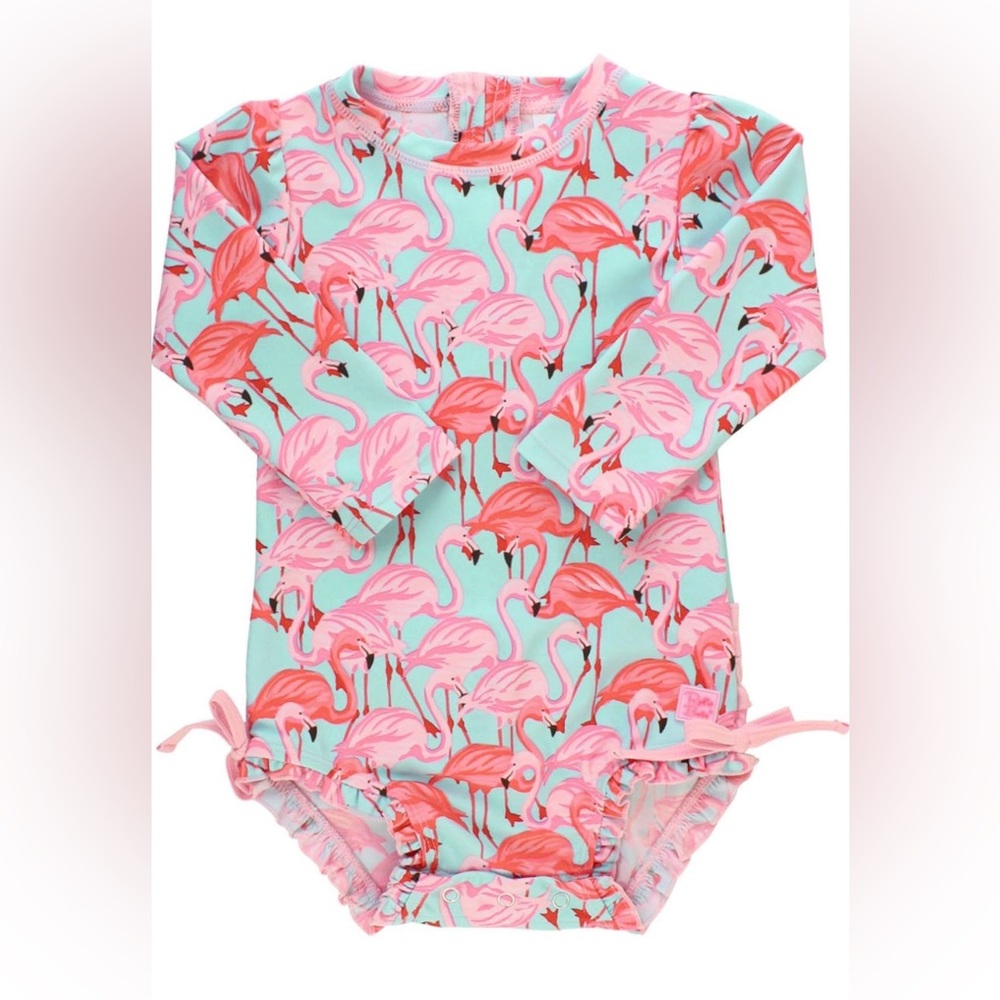 Ruffle Butts flamingo rash guard swimsuit